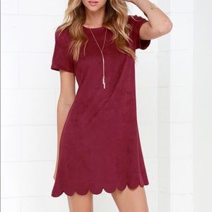 Lulus Suede Burgundy Shift Dress